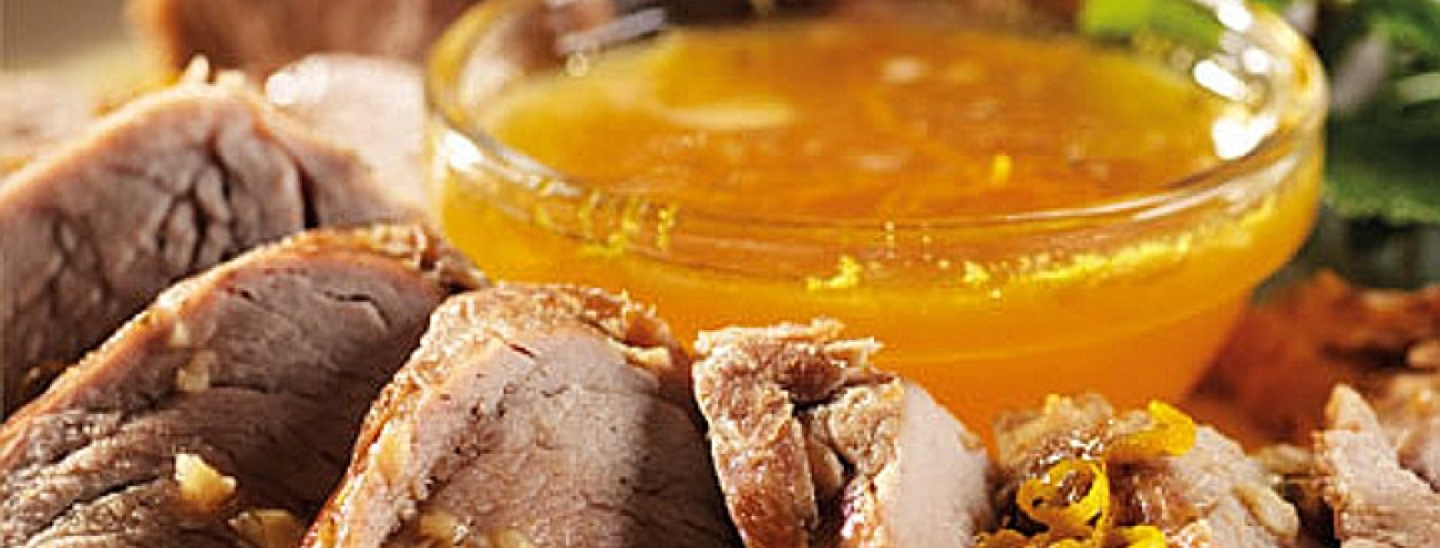 LOMBO DE PORCO COM MEL E LARANJA