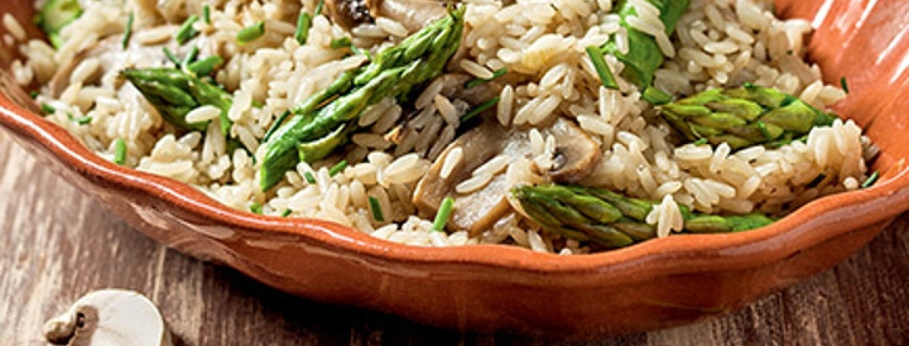 ARROZ DE ESPARGOS E COGUMELOS