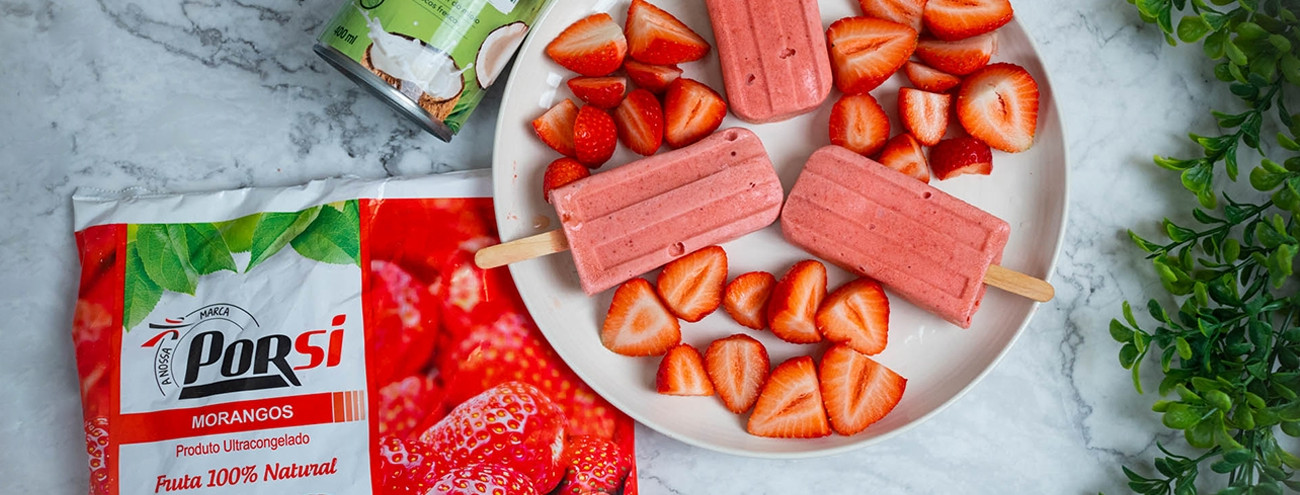 GELADO DE MORANGO SAUDÁVEL