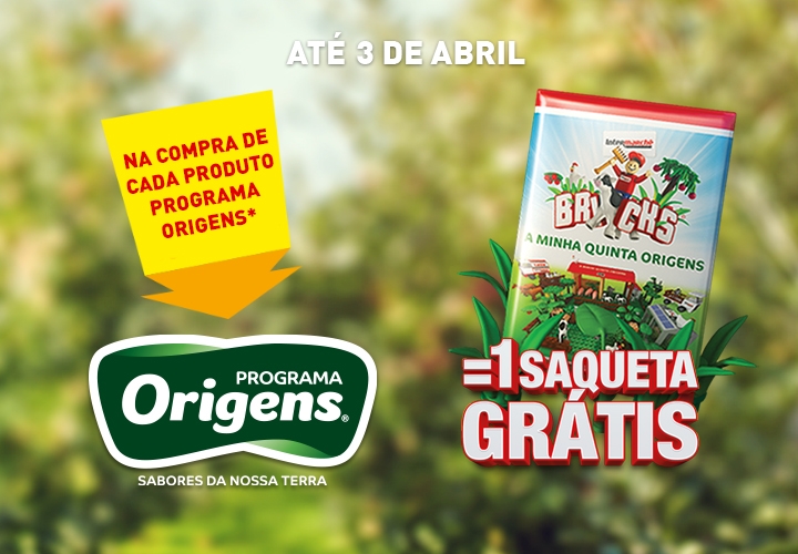 A minha quinta Origens: compra 1 produto Programa Origens e ganha 1 saqueta grátis